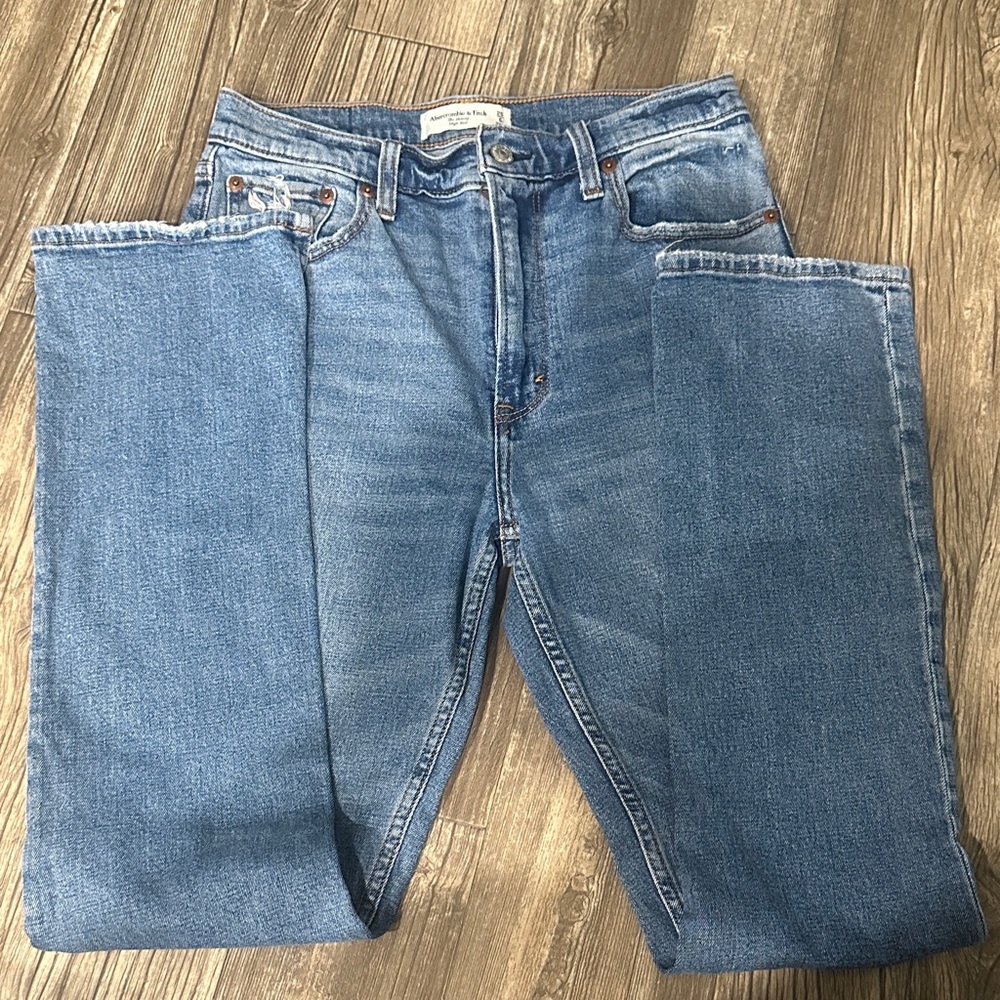 Abercrombie & Fitch Blue Skinny Jeans with Split Hem Design